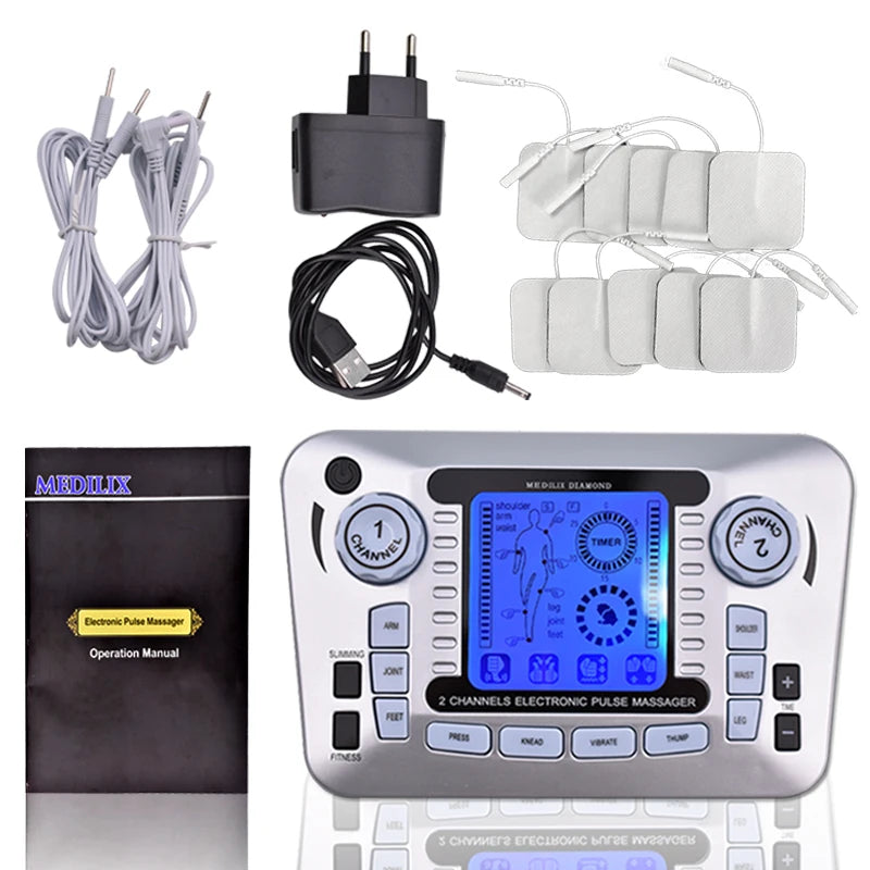Electric 12 Modes TENS Acupuncture Physiotherapy EMS Muscle Stimulator Pulse Meridian Therapy Machine Body Relaxation Healthcare