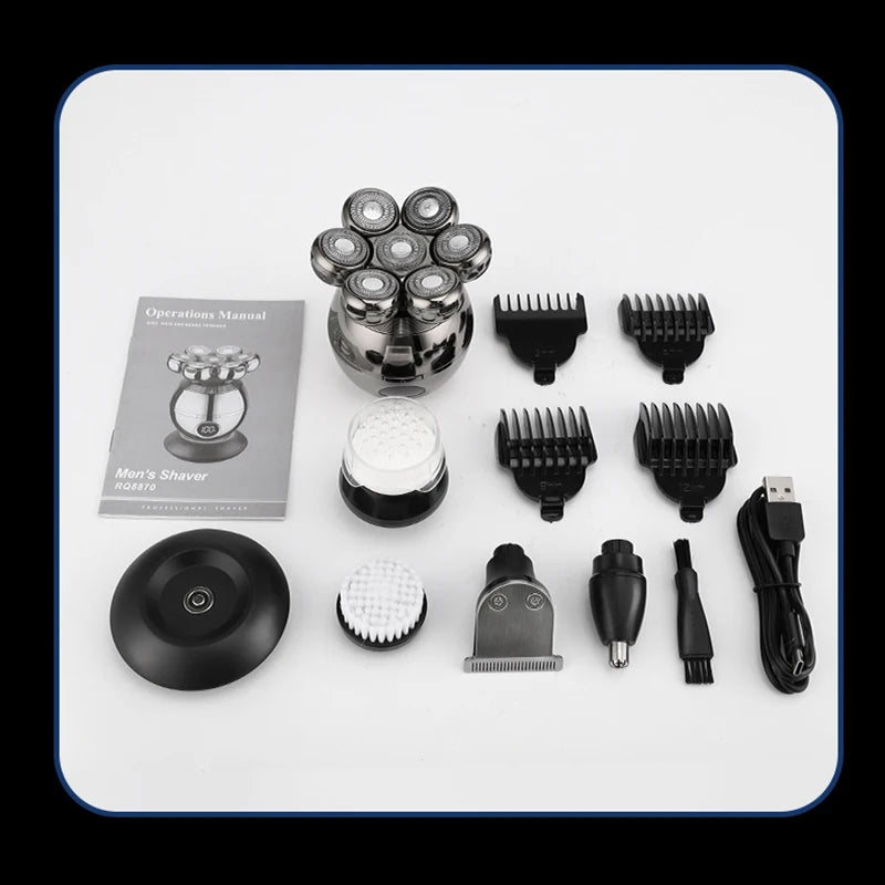 Electric Shaver 7D Floating Cutter Head Base Charging Portable Men Beard Trimmer Clipper Rechargeable Bald Head Electric Razor