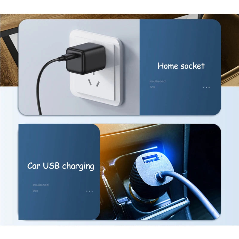 Portable Double-deck Insulin Refrigeration Box Car Mounted Household Travel Small Rechargeable Medicine Refrigeration Cold Tool