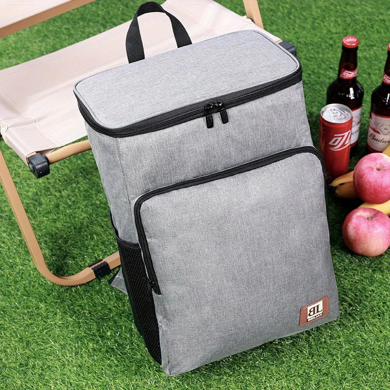 1pc, Large Insulated Lunch Backpack Cooler Bag - Waterproof Oxford Fabric Rectangular Travel Beer Cooler With PEVA Lining