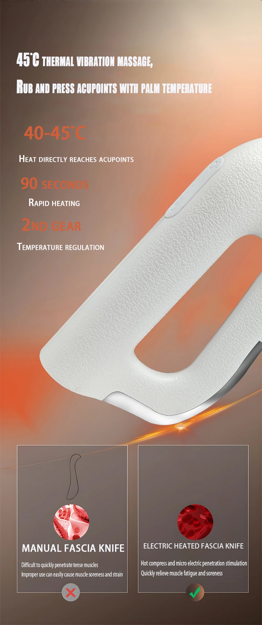 Electric Fascia Massager Body Scraping Microcurrent Vibration Warm compress Muscle Relaxation Body Lifting Guasha Massage Knife