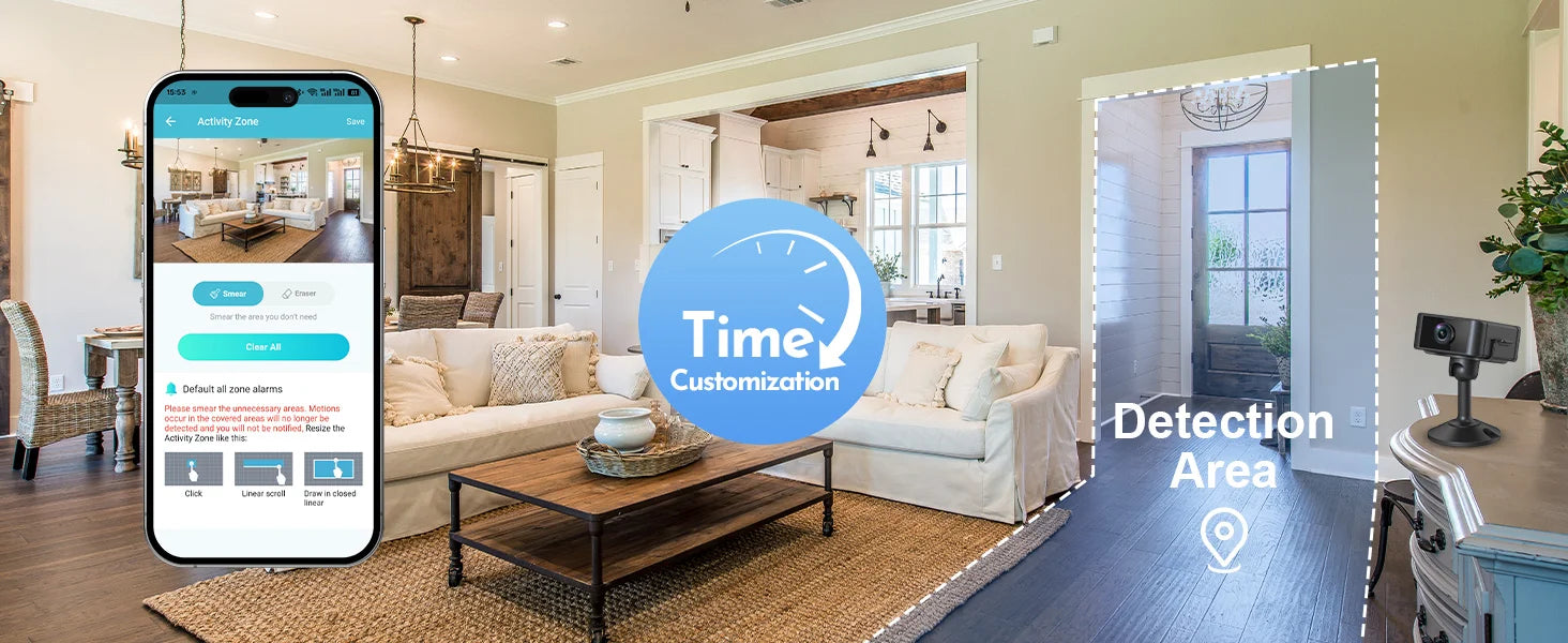 Indoor 4K Security Mini Camera Night Vision 4H Battery Life Motion Detection Alerts SD/Cloud Storage Phone App Control Baby Cam