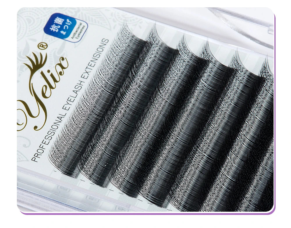 Yelix New 2D Volume Lashes Dark Brown Ultra-thin Y Lash Extension Lightweight Premade Fans Eyelash Extensions Single Tip 2D Y