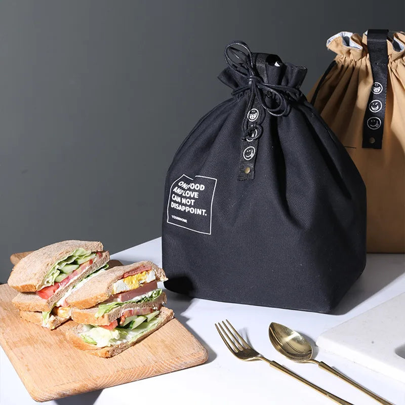 Canvas Lunch Bag Bento Box Handbag Outdoor Portable Picnic Dinner Container School Fresh Keeping Food Storage Tote Accessories