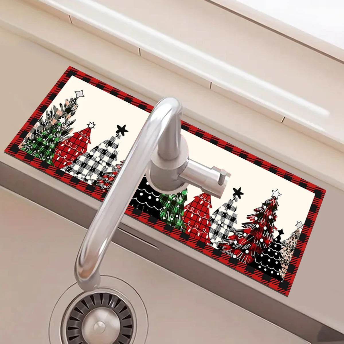 Christmas Kitchen Absorbent Mat Bathroom Sink Faucet Mats Non Slip Bath Mat Christmas Pattern Tablemat Christmas Room Decor 2024
