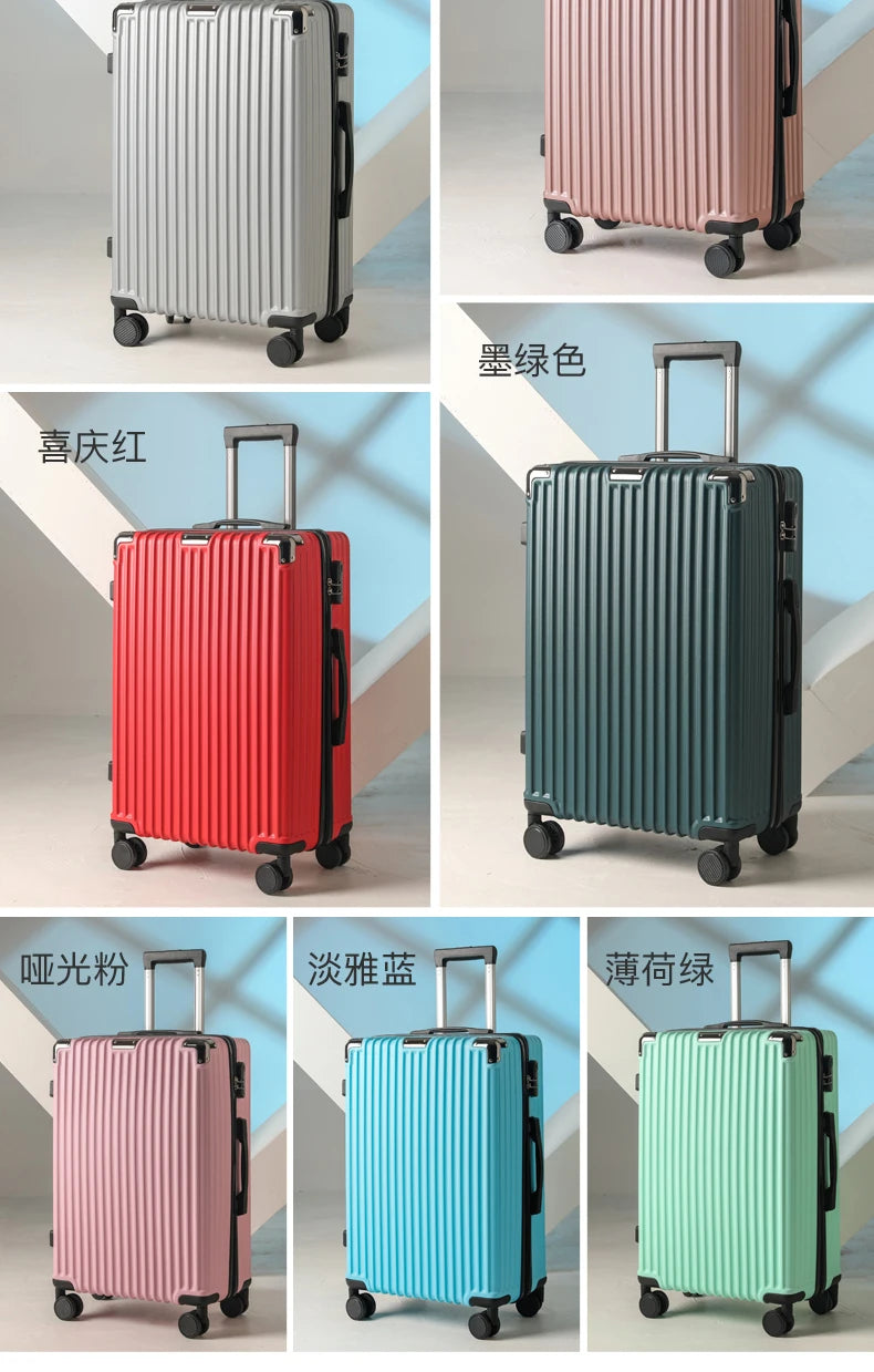 Men's Luggage 22-24 Inch Large Capacity Thickened Durable Travel Suitcase with Password Lock Student Suitcase Leather Carry-On