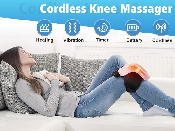 Heated Vibration Knee Massager for Joint Electric Knee Brace Red Light Knee Care Home Office Airbag Relaxing Treatment Knee Pad