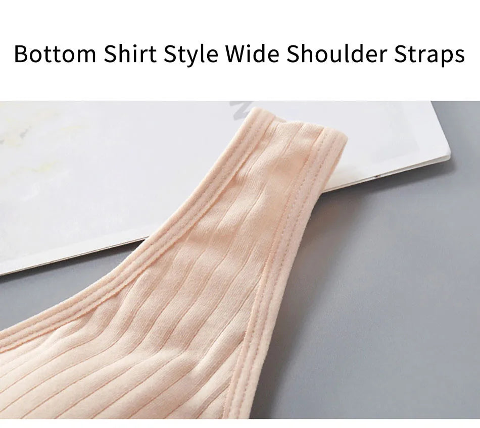 Cotton Nursing Bra for Pregnant Women Padded Ribbed Wire-Free Breathable Bralette Front Opening Breastfeeding Maternity Clothing