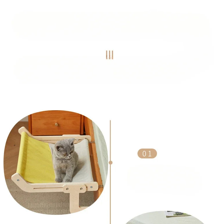 Cat bed, bedside, cat hammock, hanging cat nest, hanging nest, window sill, hammock, cat frame, window, balcony, pet supplies