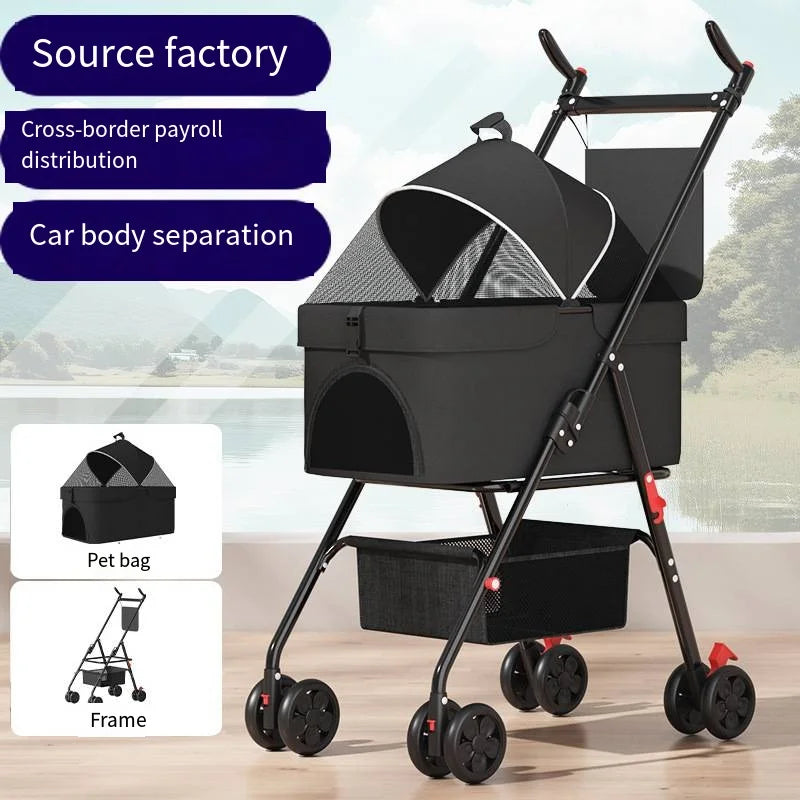 Pet Stroller with A Load-bearing Capacity of 20kg Cat Dog Stroller Small Lightweight Foldable Teddy Bear Outdoor Cart Detachable