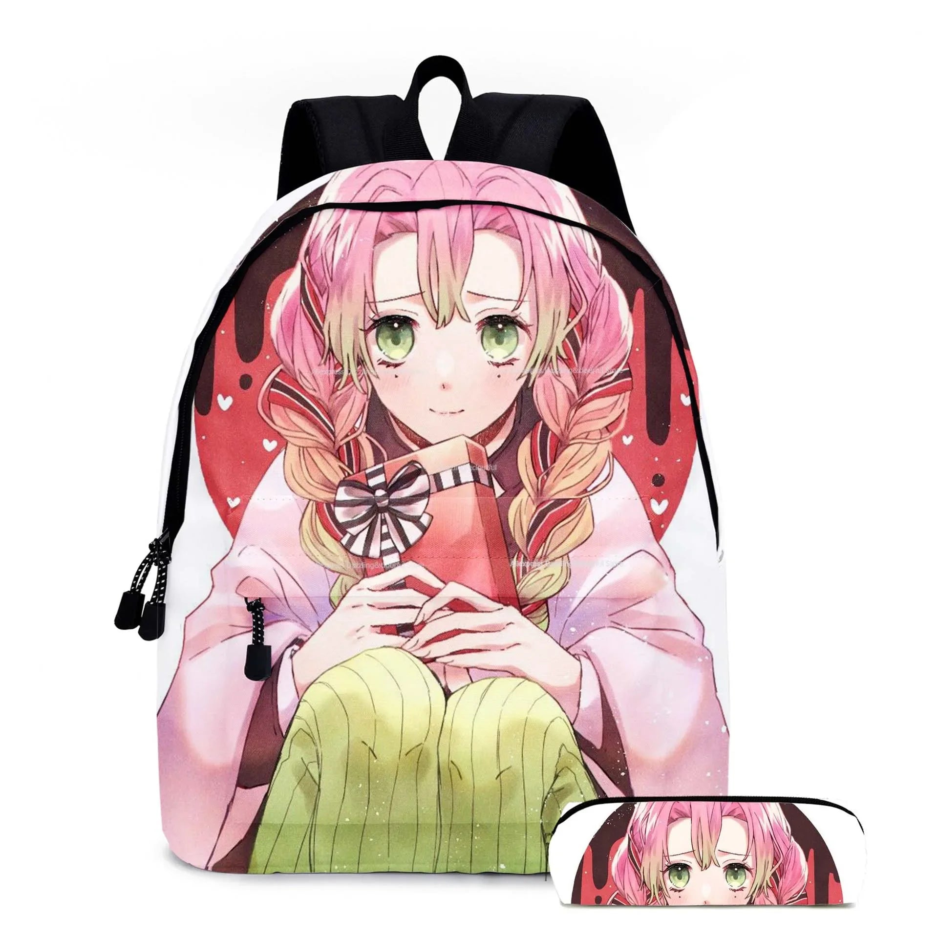 Demon Slayer Nezuko Backpacks 2pcs Girls School Bags Kimetsu No Yaiba Kids Anime Bagpacks Female Male Bookbag Gifts