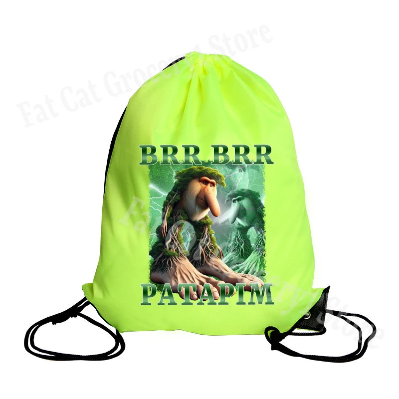 Tralalero Tralala Drawstring Backpack Tungtung Sahur Brainrot Kids Cartoon Travel Shoulders Bag New Outdoor Sport Rucksack Gift