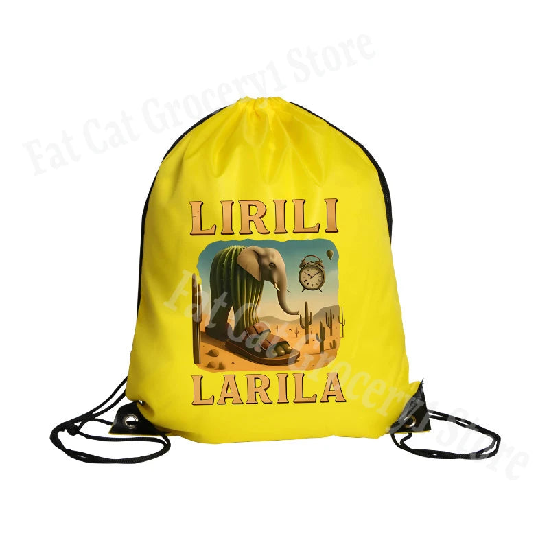 Tralalero Tralala Drawstring Backpack Tungtung Sahur Brainrot Kids Cartoon Travel Shoulders Bag New Outdoor Sport Rucksack Gift