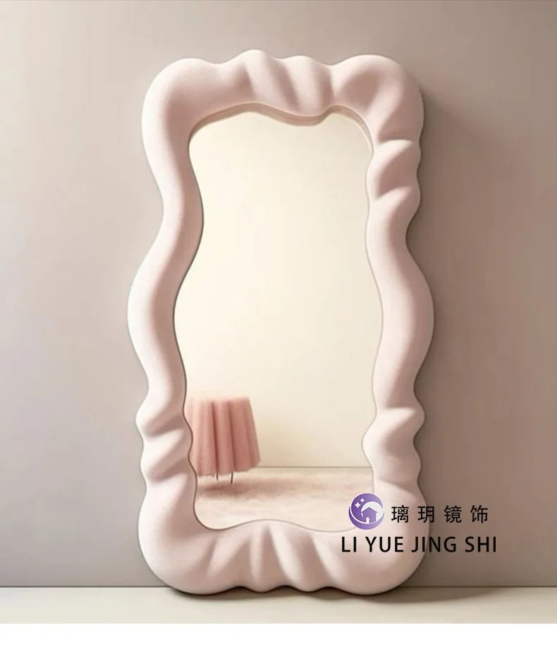 Modern Ornament Mirror Aesthetic Irregular Women Kawaii Design Mirror Standing Dorm Espejos Decorativos Home Accessories