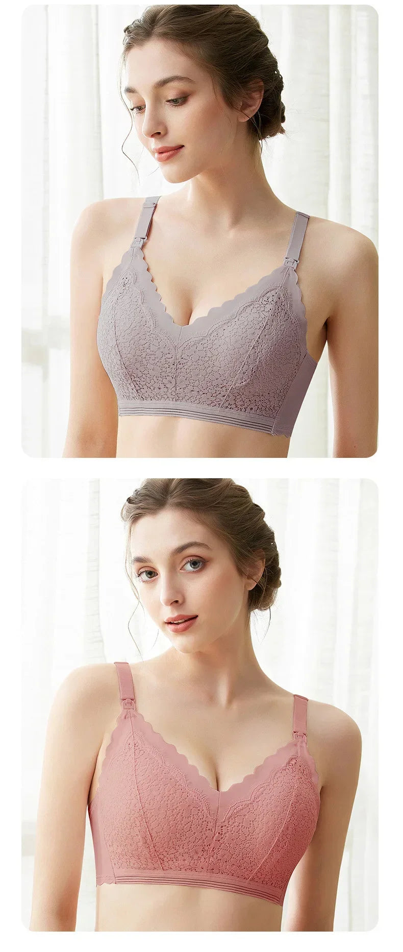 New Lace Up Buckle Without Steel Ring to Prevent Sagging Breastfeeding Bra is Soft and Comfortable For Pregnant Women in Large