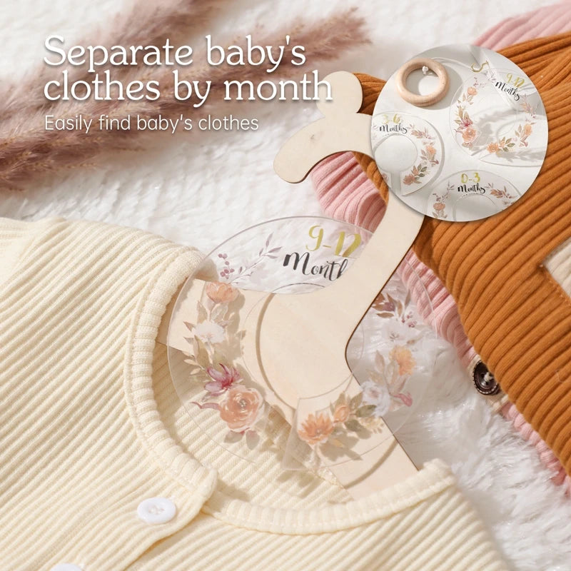 Baby Wooden Dividers Closet Size Wardrobe Separator Star Moon Milestone Cards Months Organizers Kids Photography Accessories