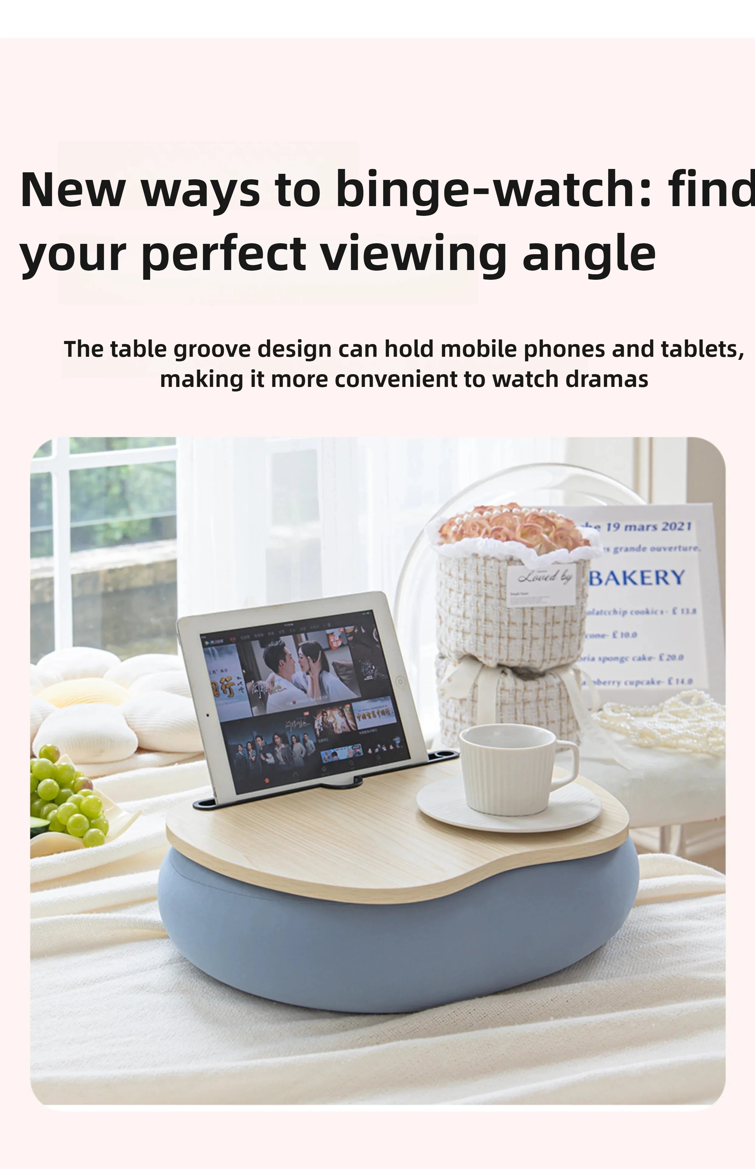 ‌Magnetic Snap-On Lap Desk Memory Foam Cushioned Laptop Tray Ergonomic Study Table for Bed/Couch/Dorm Anti-Slip Book Holder