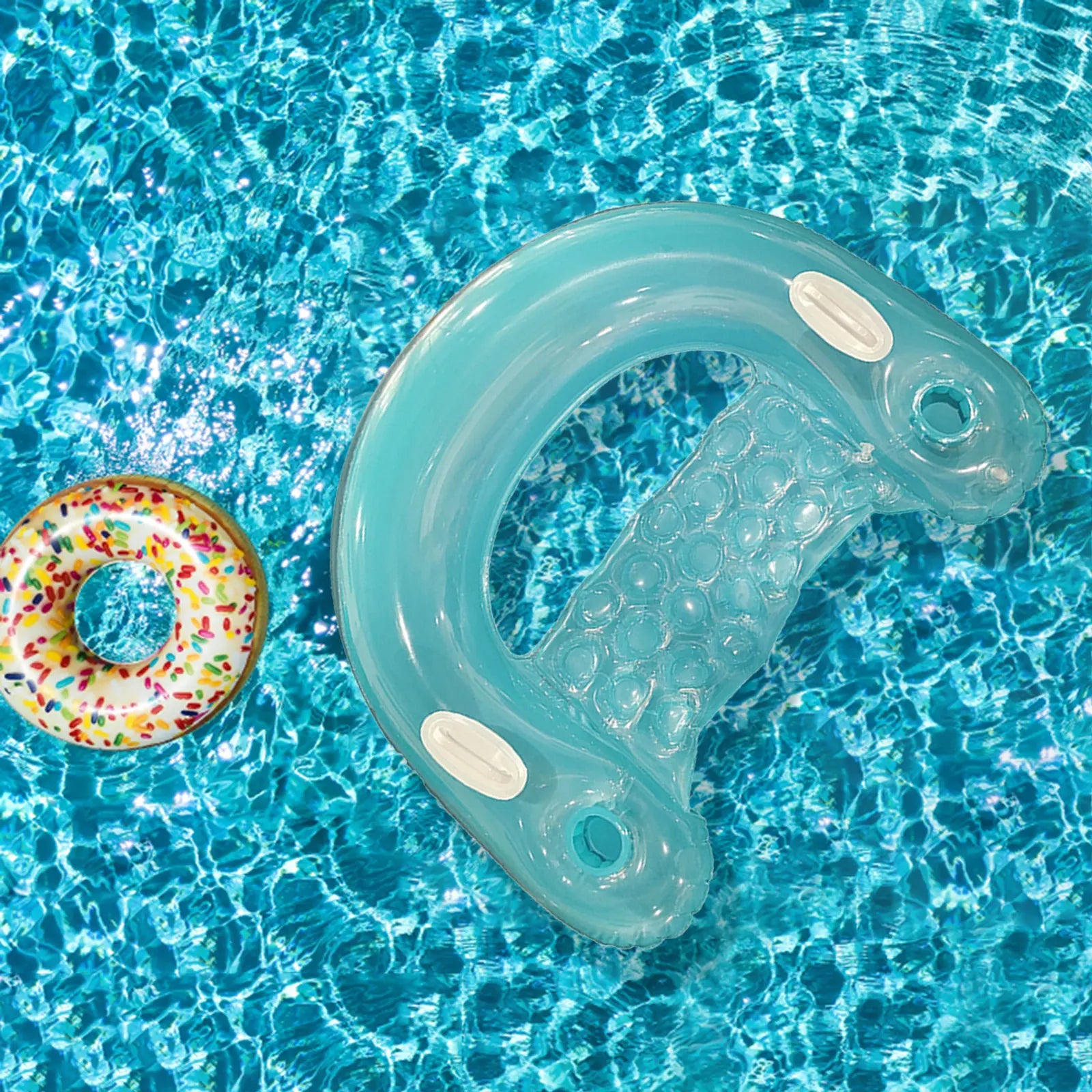 Inflatable Pool Floats for Adult Kids, Float Chairs with Cupholders and Handles Pool Lounges, PVC Water Mattresses Hammock Mat