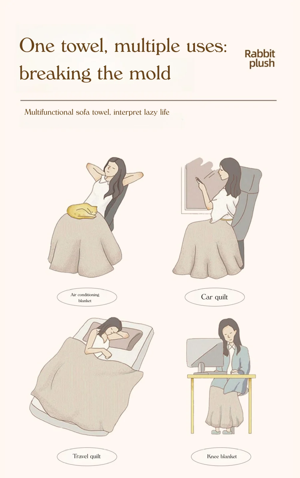 Winter Warm Thickened Sofa Cover French Cream Style Plush Shu Velveteen Full Coverage Slipcover Blanket