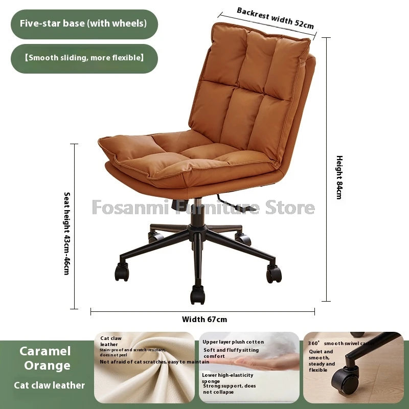Height Adjustable Faux Leather Vanity Chair Ergonomic Office Home Comfort Swivel Desk Chair Simple Soft Gaming Computer Chairs