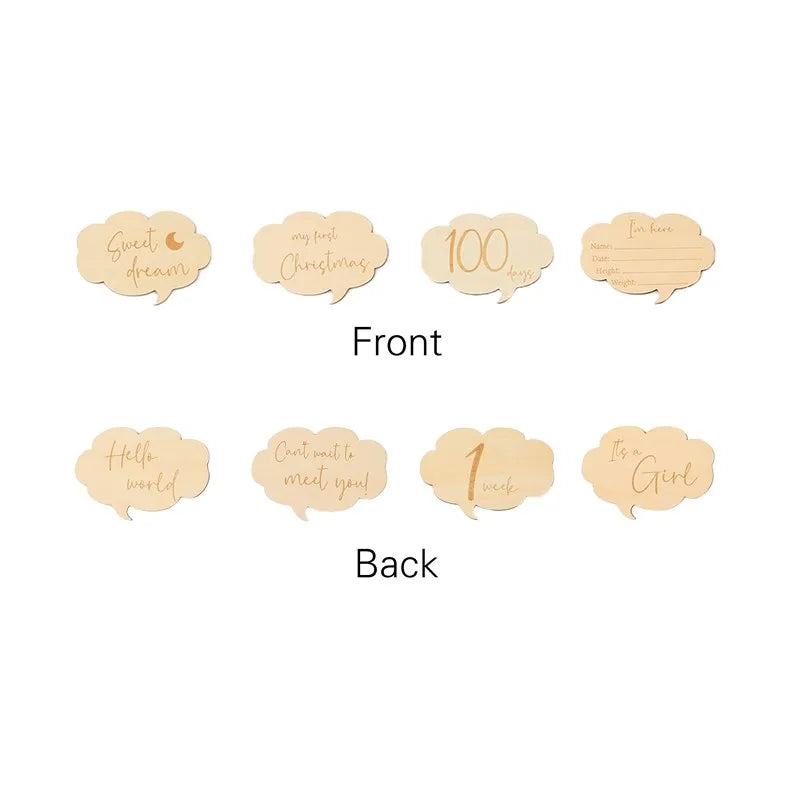 Baby Wooden Memorial Monthly Cards Moon Shape Monthly Newborn Engraved Age Photography Props Accessories Baby Birthing Gift