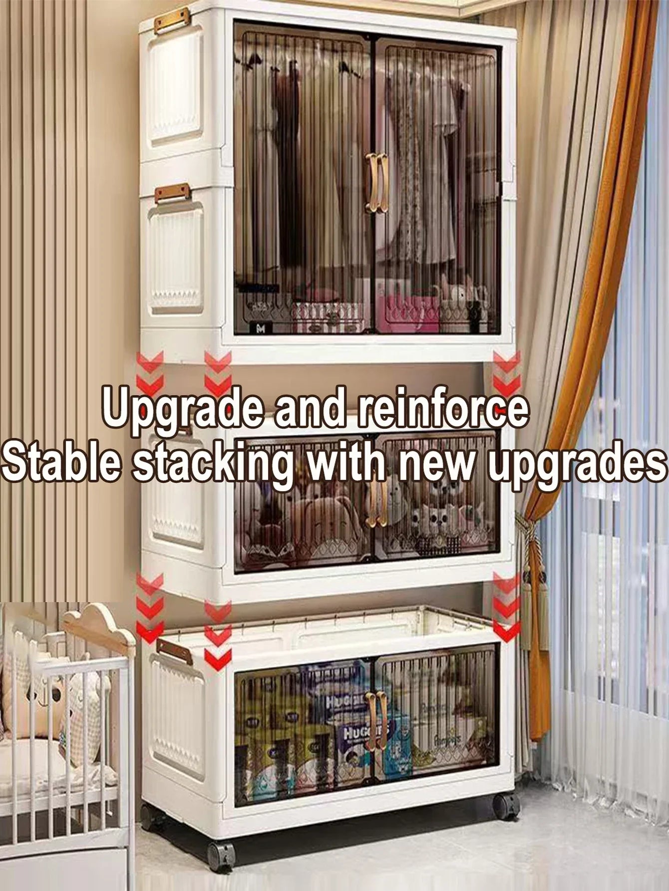 Multifunction Folding Storage Cabinet Dustproof Wardrobe Sundries Cabinet Closet Organizer Locker Storage Box