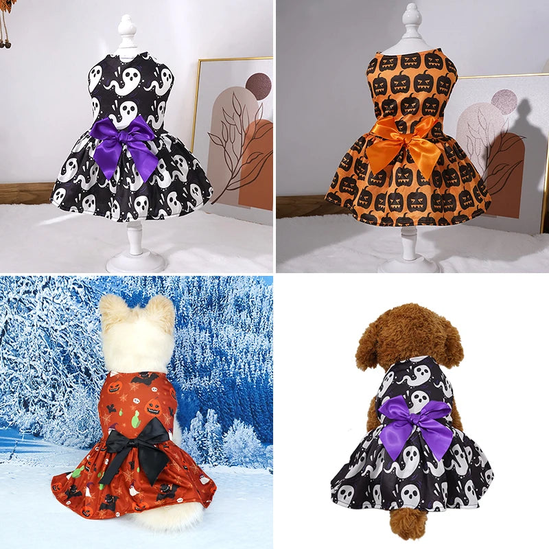 Pumpkin Pet Skirt for Small to Medium Dogs Teddy Bichon Poodle Dog Clothes Popular Style Pet Apparel for Halloween