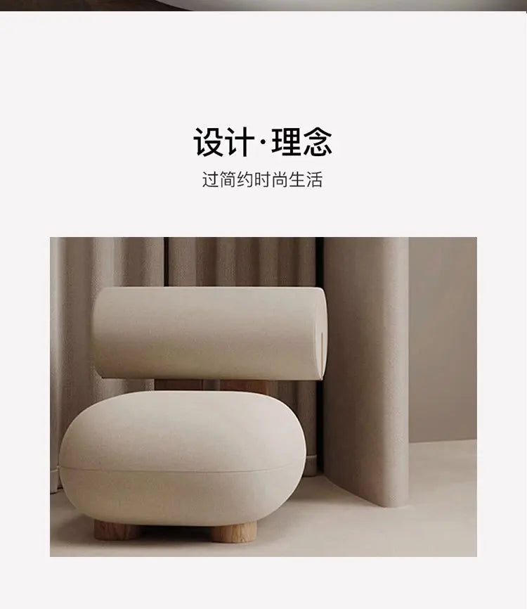 Homestaybalcony Lamb Velvet Single Sofa in The Ancient Style Leisure Back Sofa Chairs Cream Style Solid Wood Sofa Chair