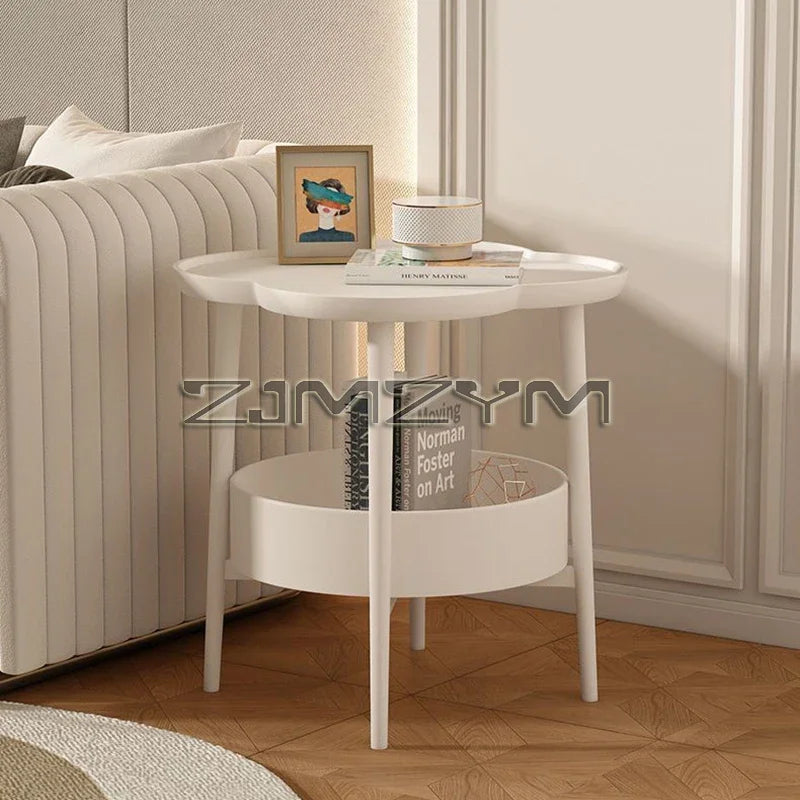 Bedside Table Cream Style Table Four Leaf Modern Minimalist Bedroom Sofa Side Cabinet Storage Table Small Coffee Table