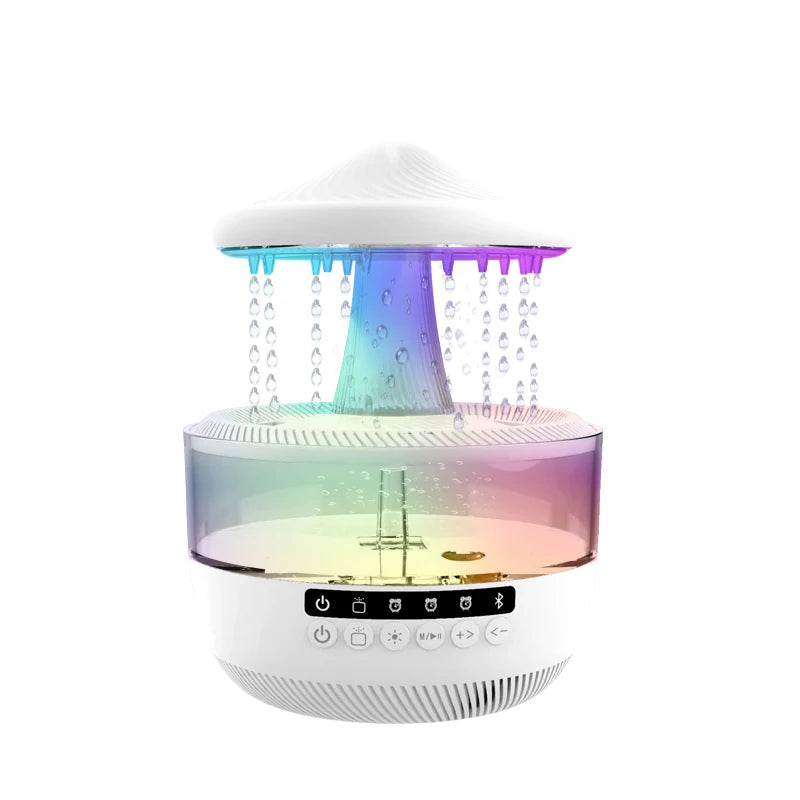 Cloud Rain Humidifier Colorful Mushroom Cloud Rain Drop Bedroom Sleep Night Light Rain Aromatherapy Machine Humidifier