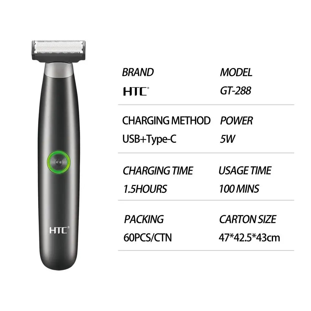 HTC Electric Shaver One Blade USB Rechargeable Electric Beard Trimmer Washable Safety Face Razor Shaving Machine for Men