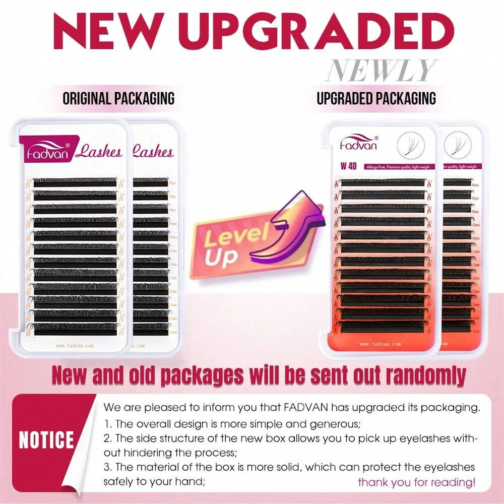 FADVAN 4D W Shaped C/D Curl Eyelash Extension Premade Volume Fans Soft Gradient Mink Easy Embellish Natural False Eyelashes