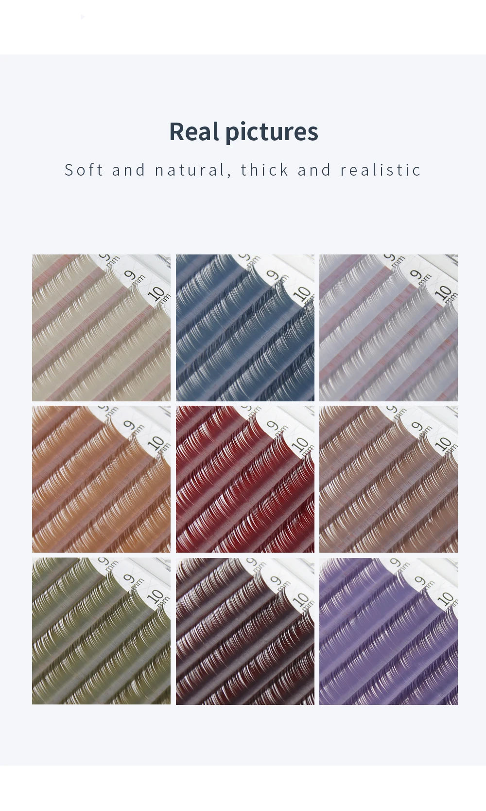 GLAMLASH Colored Lashes Literary Morandi Grey Individual Natural False Colorful Eyelash Extension