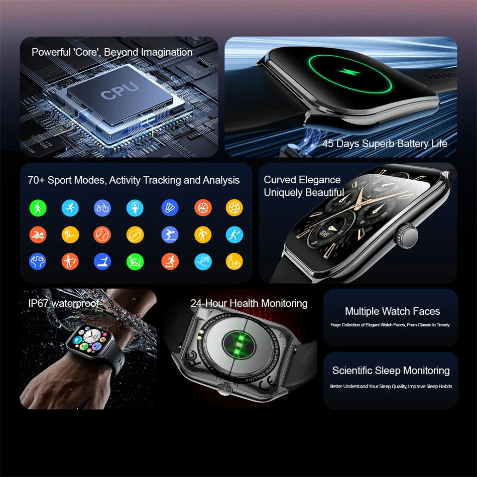 2025 New 7.5MM Ultra Thin Smart Watch Men 1.96"AMOLED Screen Always Show Time Heart Rate Sport Waterproof BT Call Smartwatch