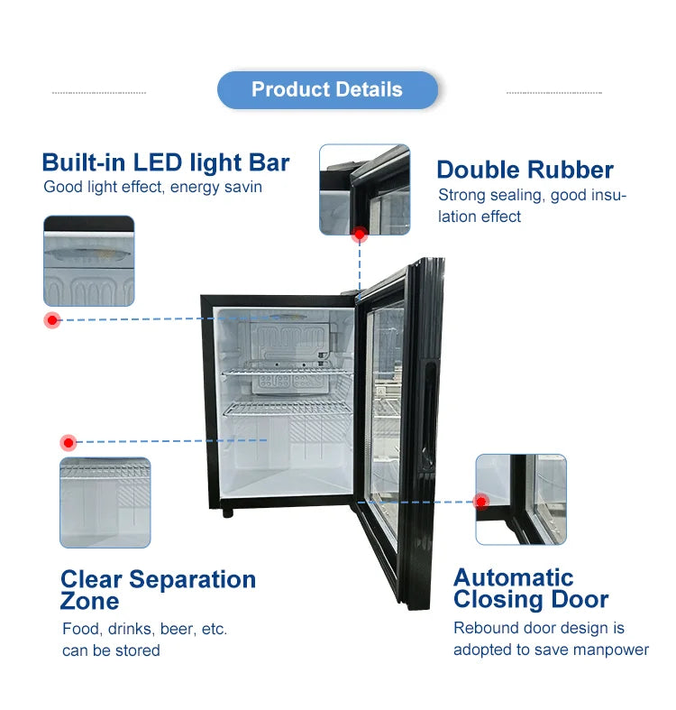 Vanace Compact Refrigerator 35 Liter Mini Bar Beverage Cooler Milk Small Fridge With LED Light