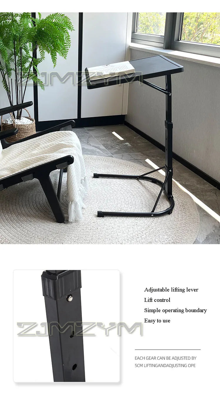 Folding Laptop Table Portable Vertical Computer Desk With Adjustable Height Tilt Angle Liftable Mobile Office Table Bedside Sofa