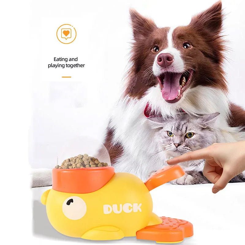 Dog, cat, pet feeder, little yellow duck, interactive puzzle dog feeding machine, puppy, missing food toy, anti-slip bottom