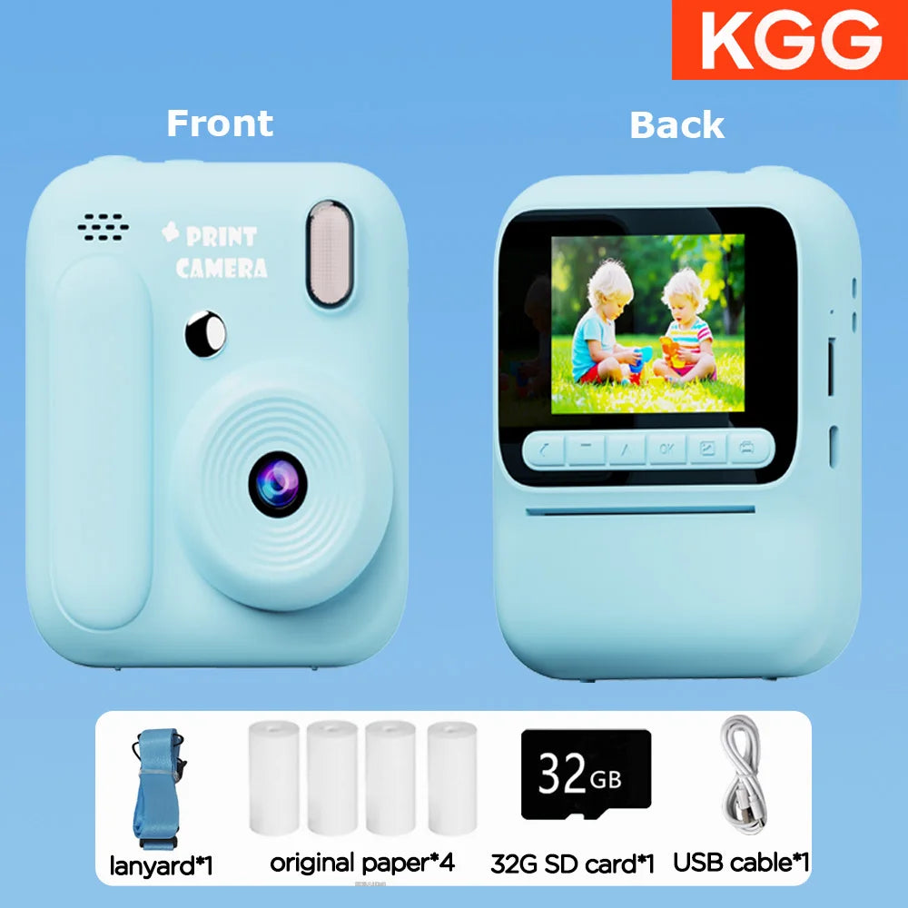 Color Printing Camera  Kids Instant Camera 32GB 1080P Thermal Print Digital Camera Print Photo Video Games Music Children Gift