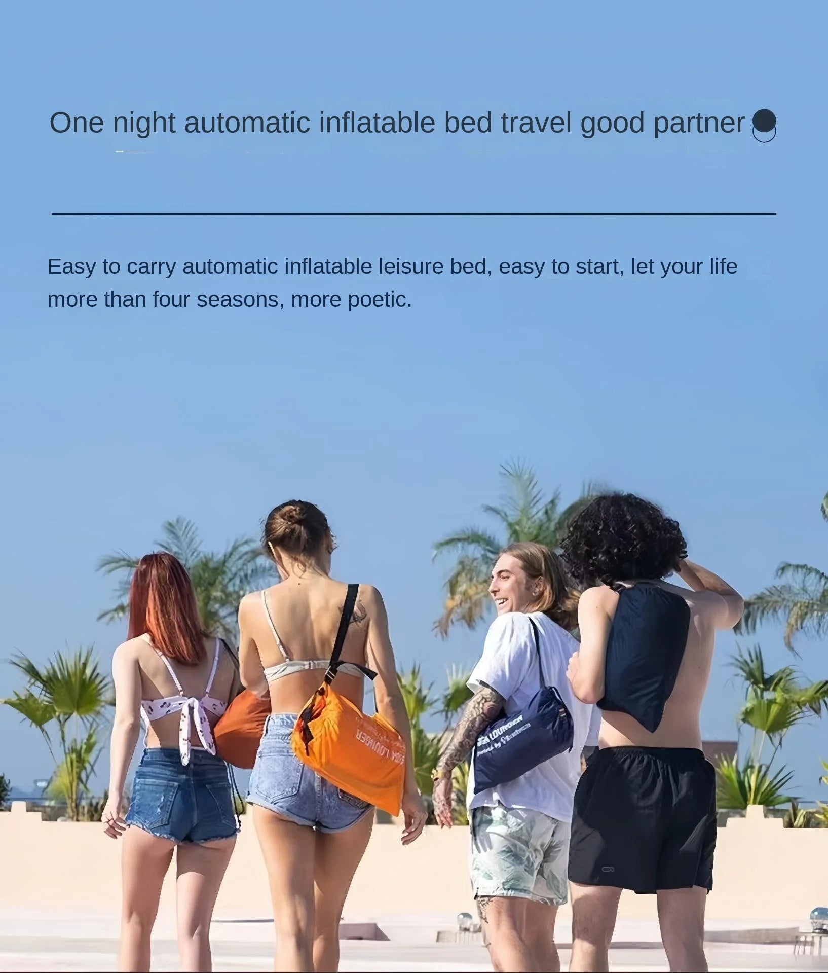 One Click Self Inflating Lazy Sofa Portable Inflatable Sofa Lounge Chair, Beach Camping Leisure Wave Sofa Chair, Rechargeable