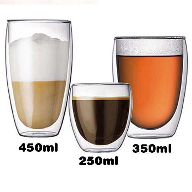 1 pcs Heat-resistant Double Wall Glass Cup Beer Espresso Coffee Cup Set Handmade Beer Mug Tea glass Whiskey Glass Cups Drinkware