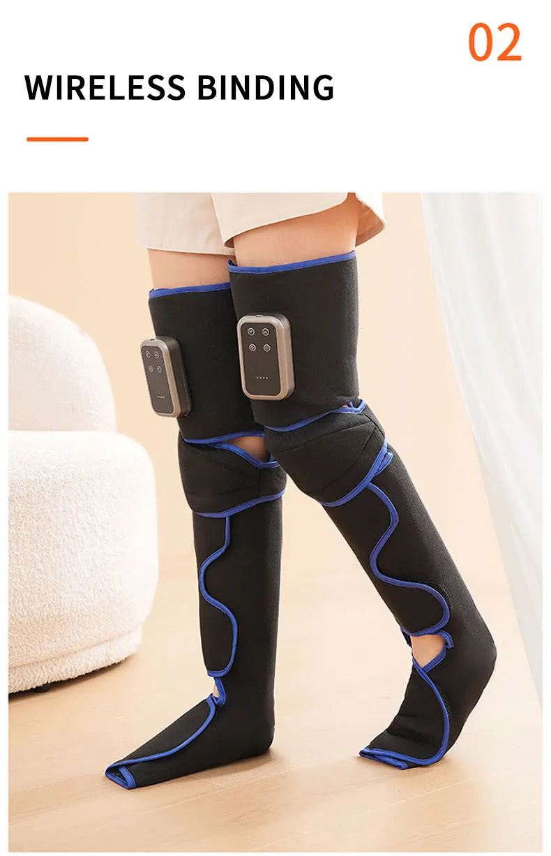 Rechargeable Leg Massager with Heat & Air Compression - 3-Level Pain Relief Wrap for Circulation Boost & Muscle Recovery LED