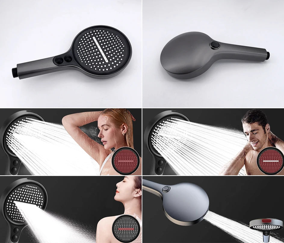 VGX Gold Shower System Set Bathroom Shower Faucet Set 3-way Rainfall Shower Set Shower Mixer Crane with Hand Shower Set Grey