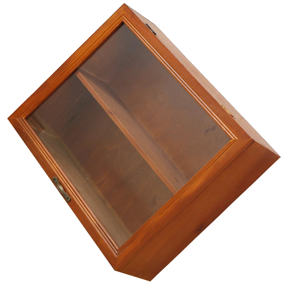 Wooden Hinged Lid Storage Cabinet Solid Wood Display Rack Desktop ganizer Toy Figure Shelf Home Furniture Living Room