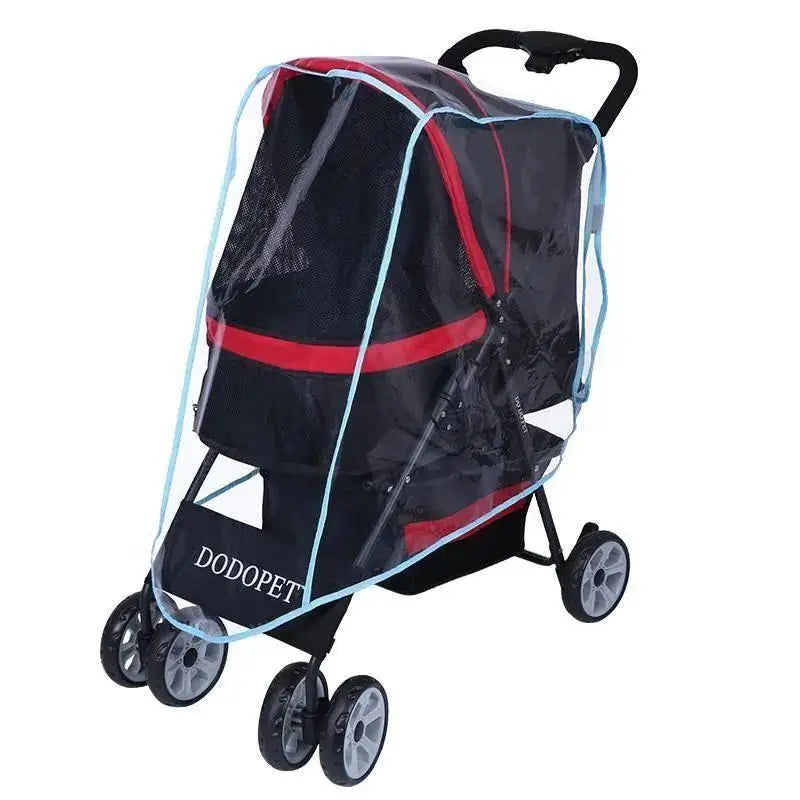 (only Raincoats) Pet Strollers Raincoat Dog Trailer Pet Trolley Small Dog Folding Trolley Raincoat Windshield（Without Stroller）