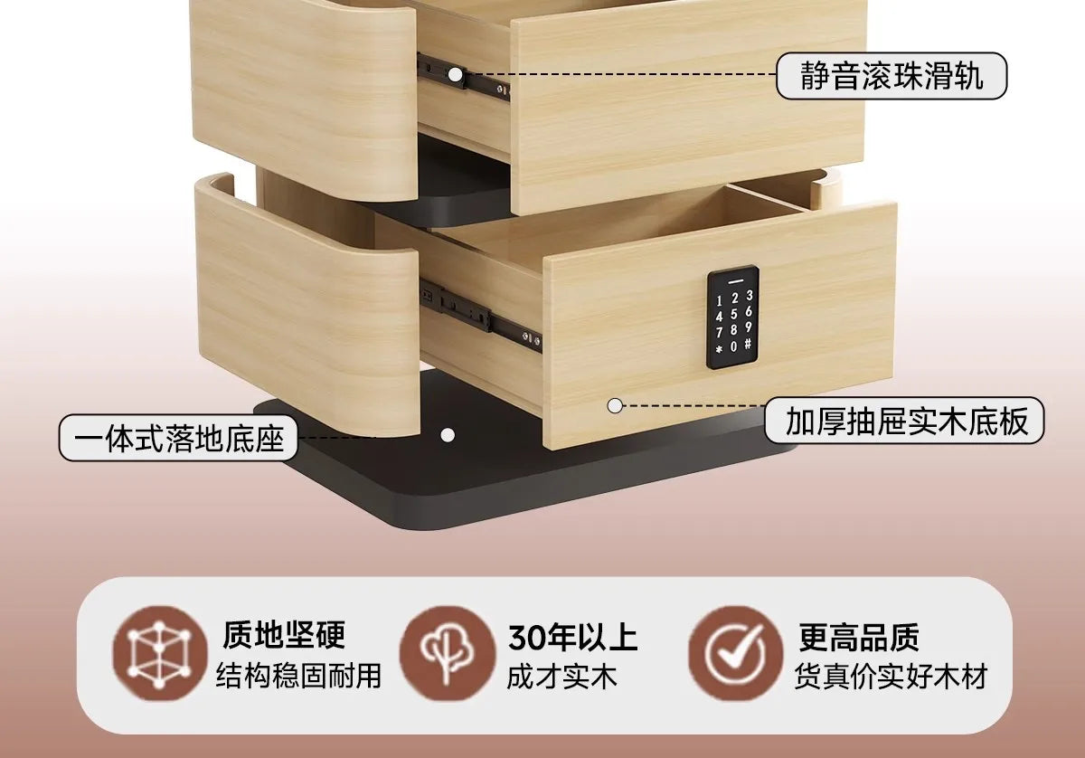 Smart Bedside Table Side With Combination Lock Deluxe Bedside Table Locker Safe Box Cabinet Nightstands Home Bedroom Furniture
