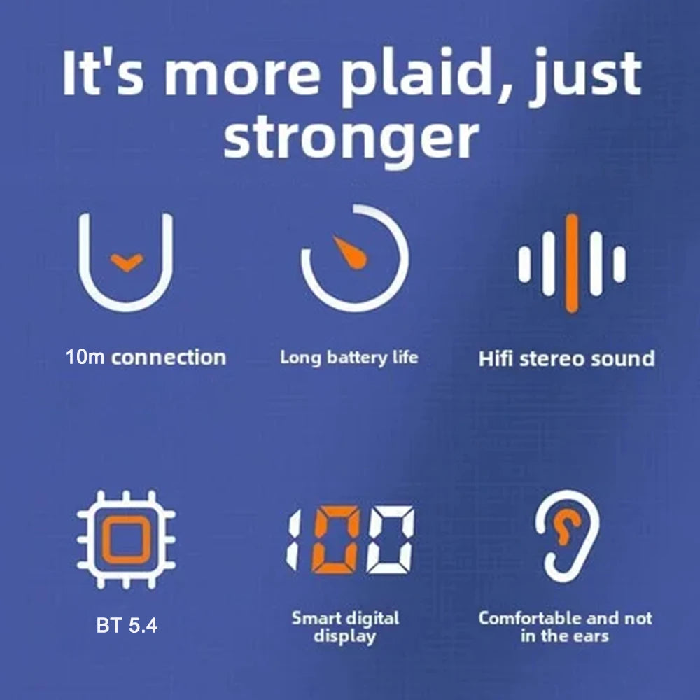 Bluetooth 5.4 wireless headphones, long battery life, single-ear digital display, sports, sleep and music headphones