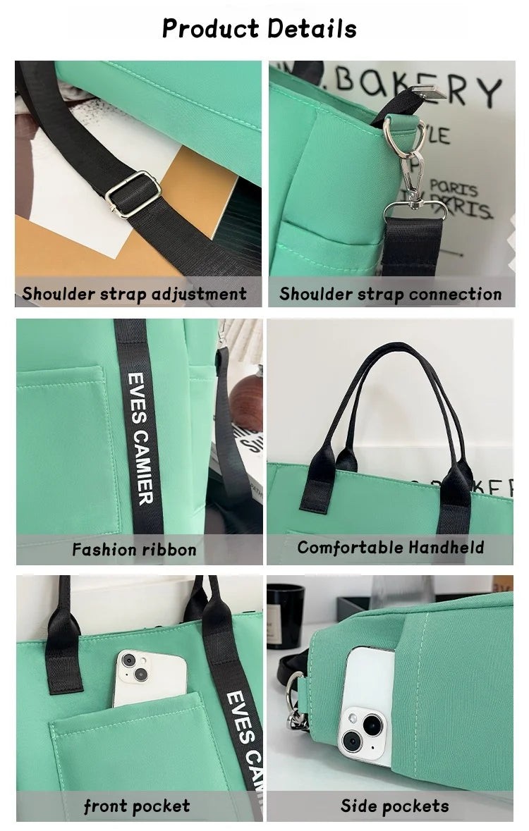 Nylon Fabric Shoulder Bag Casual Large Capacity Versatile Crossbody Bag Daily Commuting Tote Bag