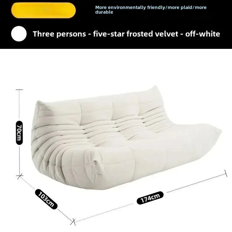Fashion Freehand Space Original First Layer Cowhide Three-person Italian Minimalist Togo Caterpillar Lazy Sofa Lazy Sofa