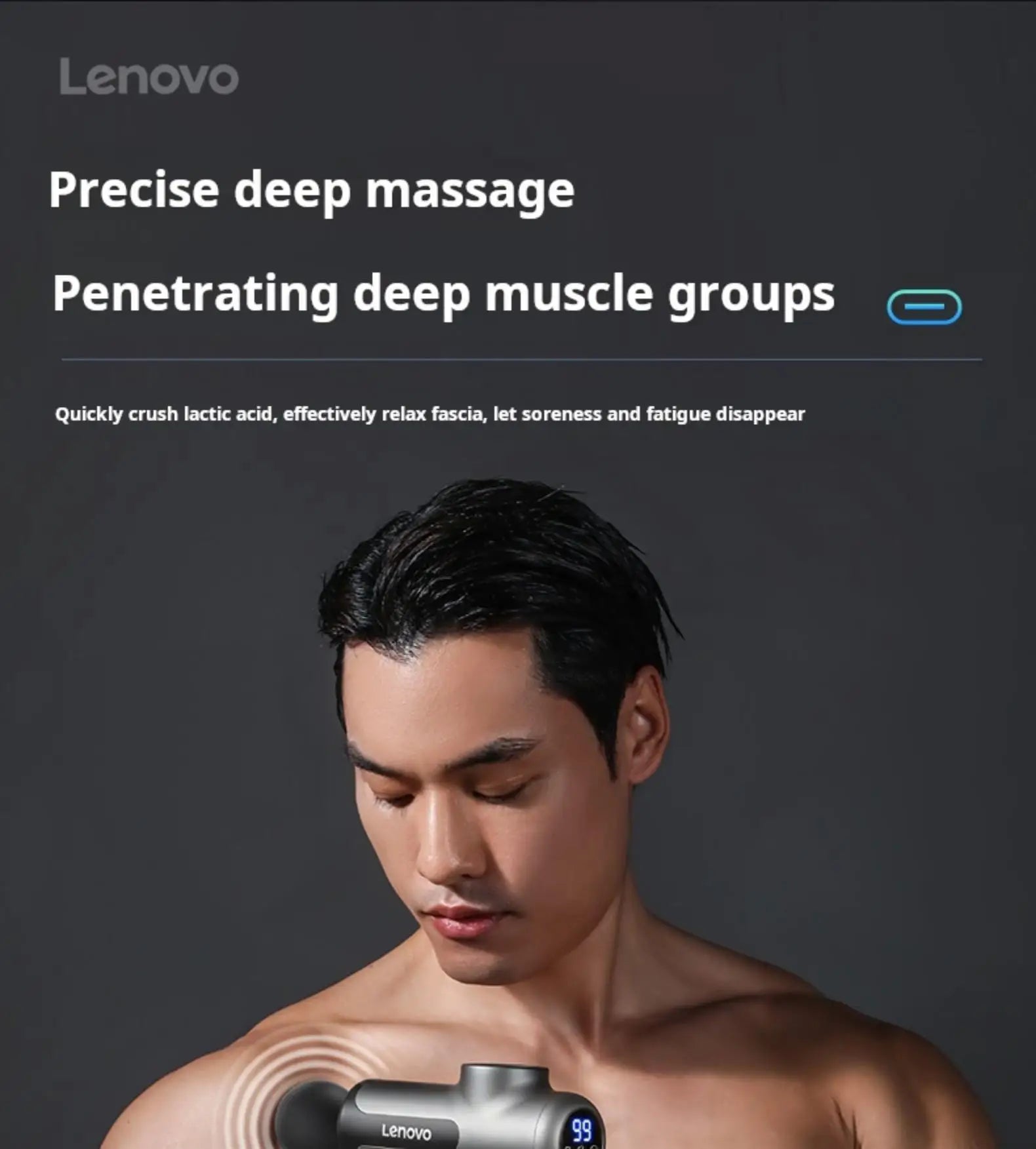 N2 N3 Fascia Gun Lenovo Brand Muscle Relaxation Massager 6-8Massage Head Long Lasting Battery Life LED Touch Portable Massager