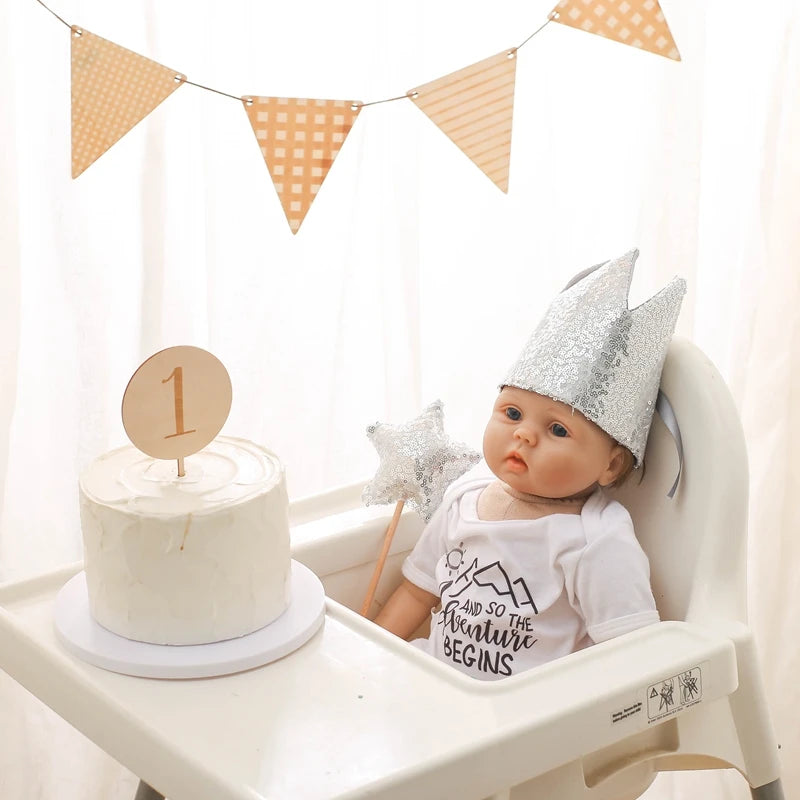 Baby Teddy Velvet Balloon Crown Hat Headwear Star Fairy Stick Happy Birthday Party Decoration Newborn Photography Accessories